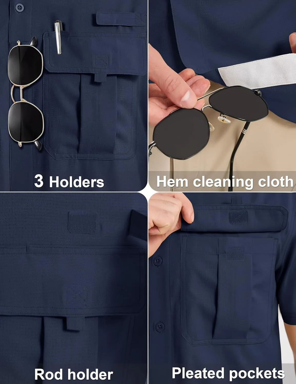 MAGCOMSEN Men's UPF 50  Fishing Shirts UV Sun Protection Cooling Quick Dry Short Sleeve Shirts for Hiking Safari Camping