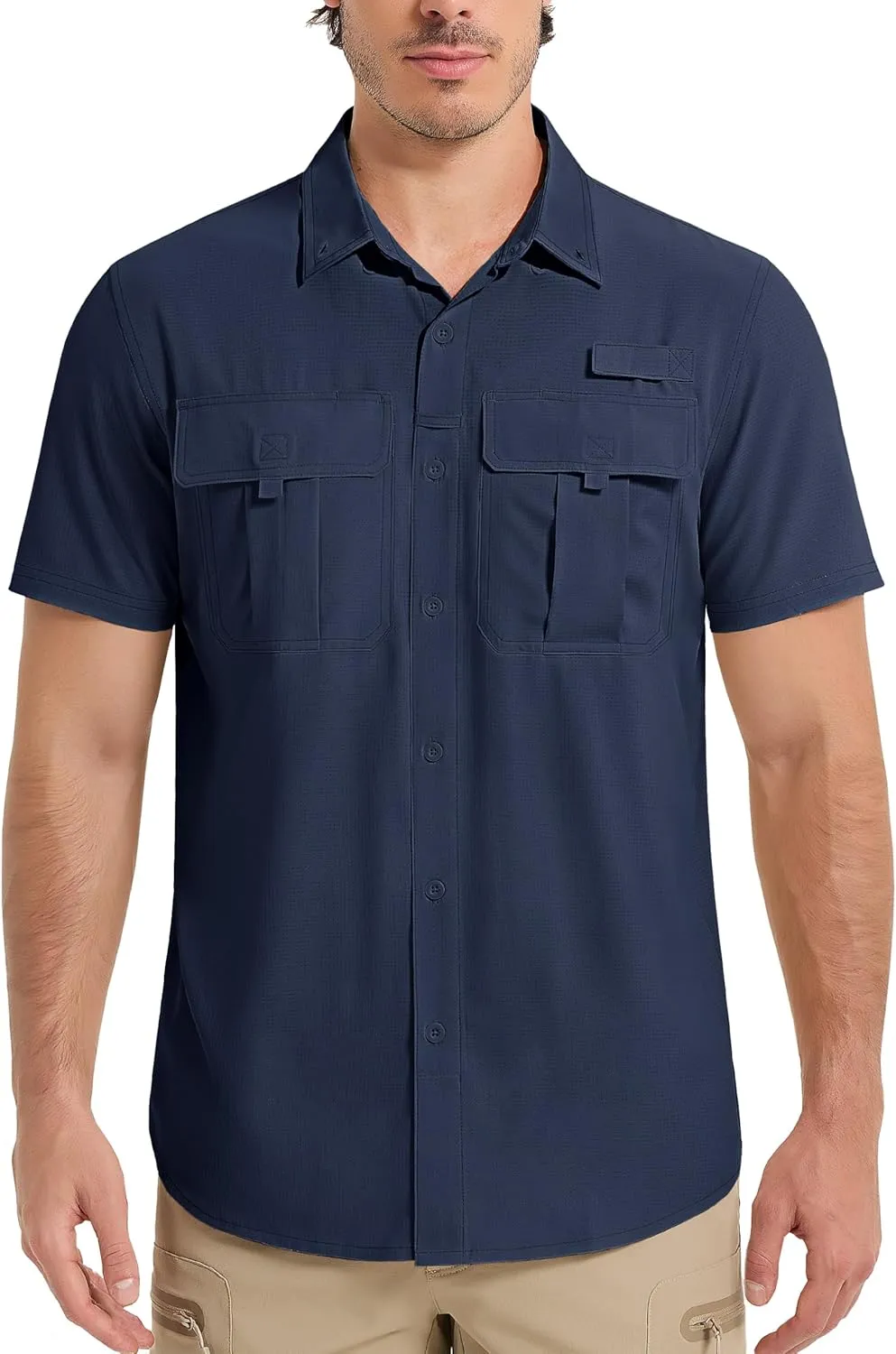 MAGCOMSEN Men's UPF 50  Fishing Shirts UV Sun Protection Cooling Quick Dry Short Sleeve Shirts for Hiking Safari Camping