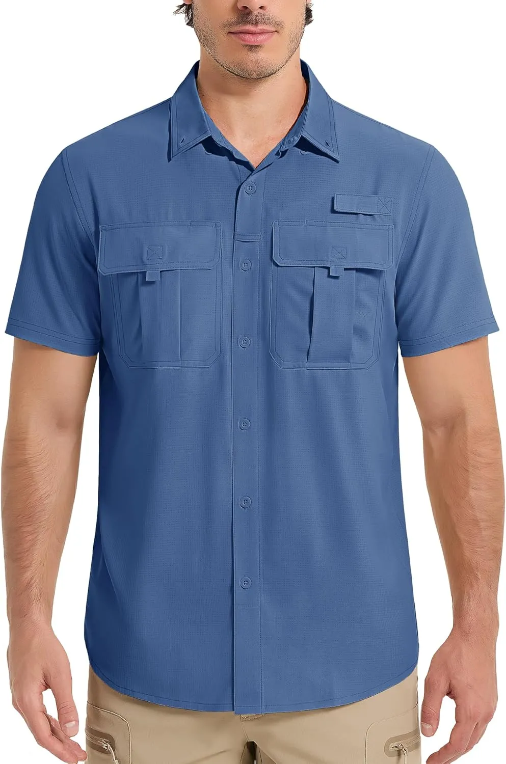 MAGCOMSEN Men's UPF 50  Fishing Shirts UV Sun Protection Cooling Quick Dry Short Sleeve Shirts for Hiking Safari Camping