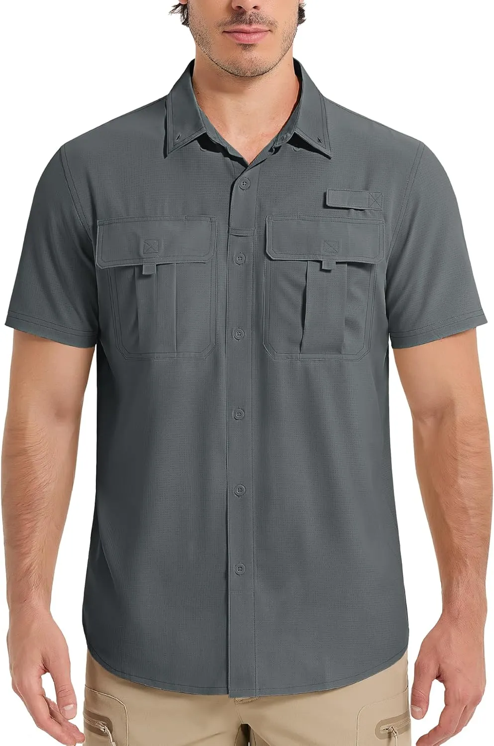 MAGCOMSEN Men's UPF 50  Fishing Shirts UV Sun Protection Cooling Quick Dry Short Sleeve Shirts for Hiking Safari Camping