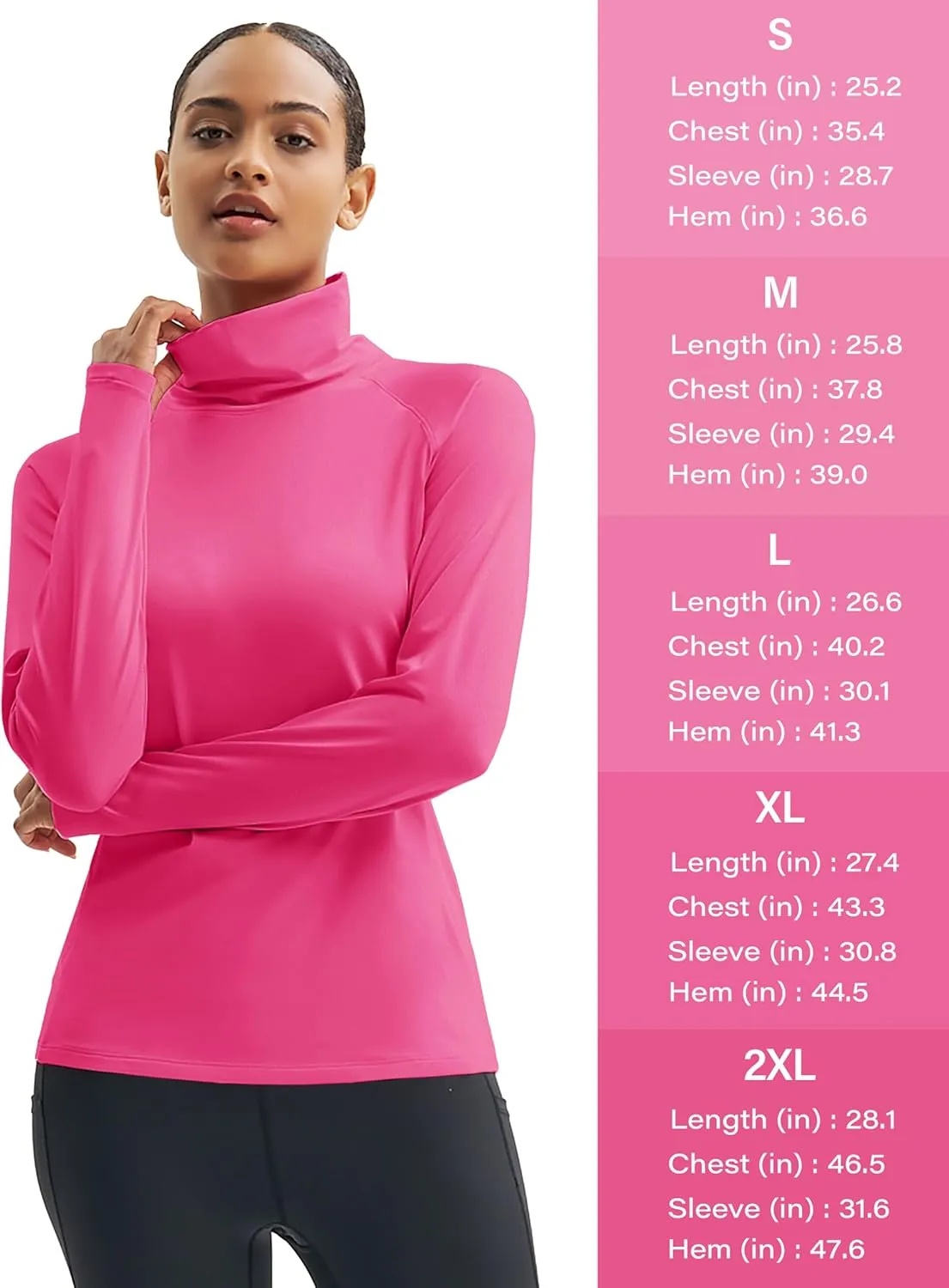 MAGCOMSEN Women's Thermal Long Sleeve Fleece Shirt Mock Turtleneck Undershirt Running Workout Top with Thumb Holes
