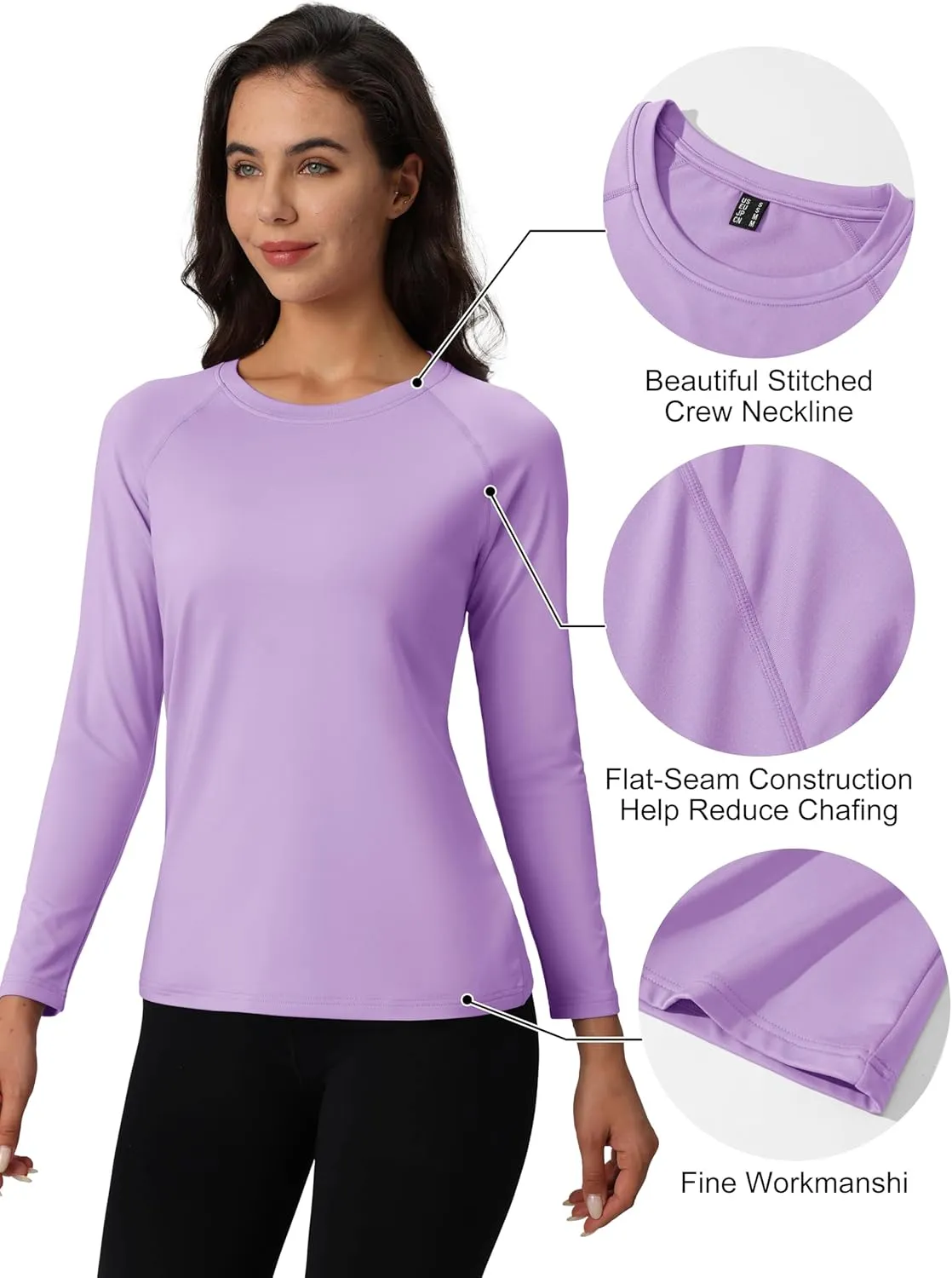 MAGCOMSEN Women's Thermal Shirts Fleece Lined Undershirt Long Sleeve Tops Warm Workout Winter Base Layer
