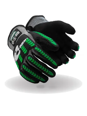 MAGID T-REX Flex Series ANSI Cut Level A9 Knit Impact Glove, 1 Pair, NitriX Palm, Size 11/XXL, Black & Green, TRX795