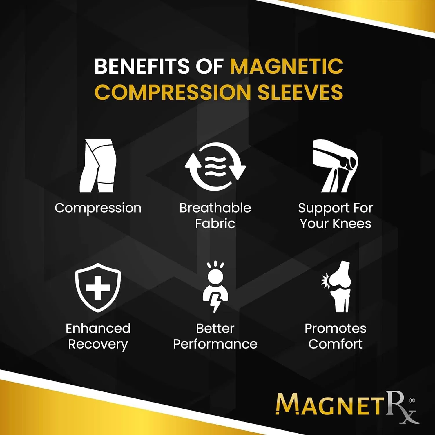 MagnetRX® Magnetic Knee Sleeve – (2-Pack) Effective Compression Knee Brace with Magnets for Knee Comfort & Recovery – Magnetic Knee Brace Support (Medium)