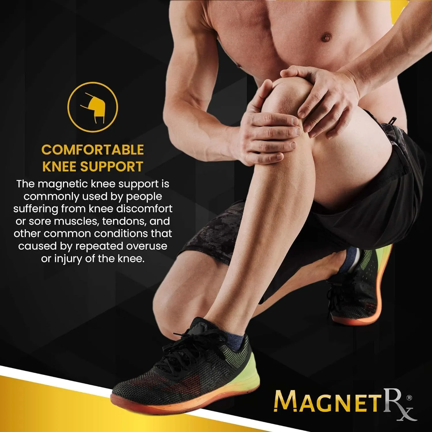 MagnetRX® Magnetic Knee Sleeve – (2-Pack) Effective Compression Knee Brace with Magnets for Knee Comfort & Recovery – Magnetic Knee Brace Support (Medium)