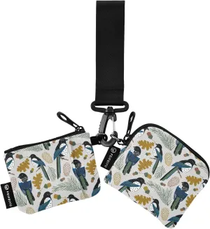 Magpie and Coniferous Branch Wristlet Wallet for Women, Detachable Dual Pouch Wristlet, Mini Zip Around Wallet Portable Coin Purses