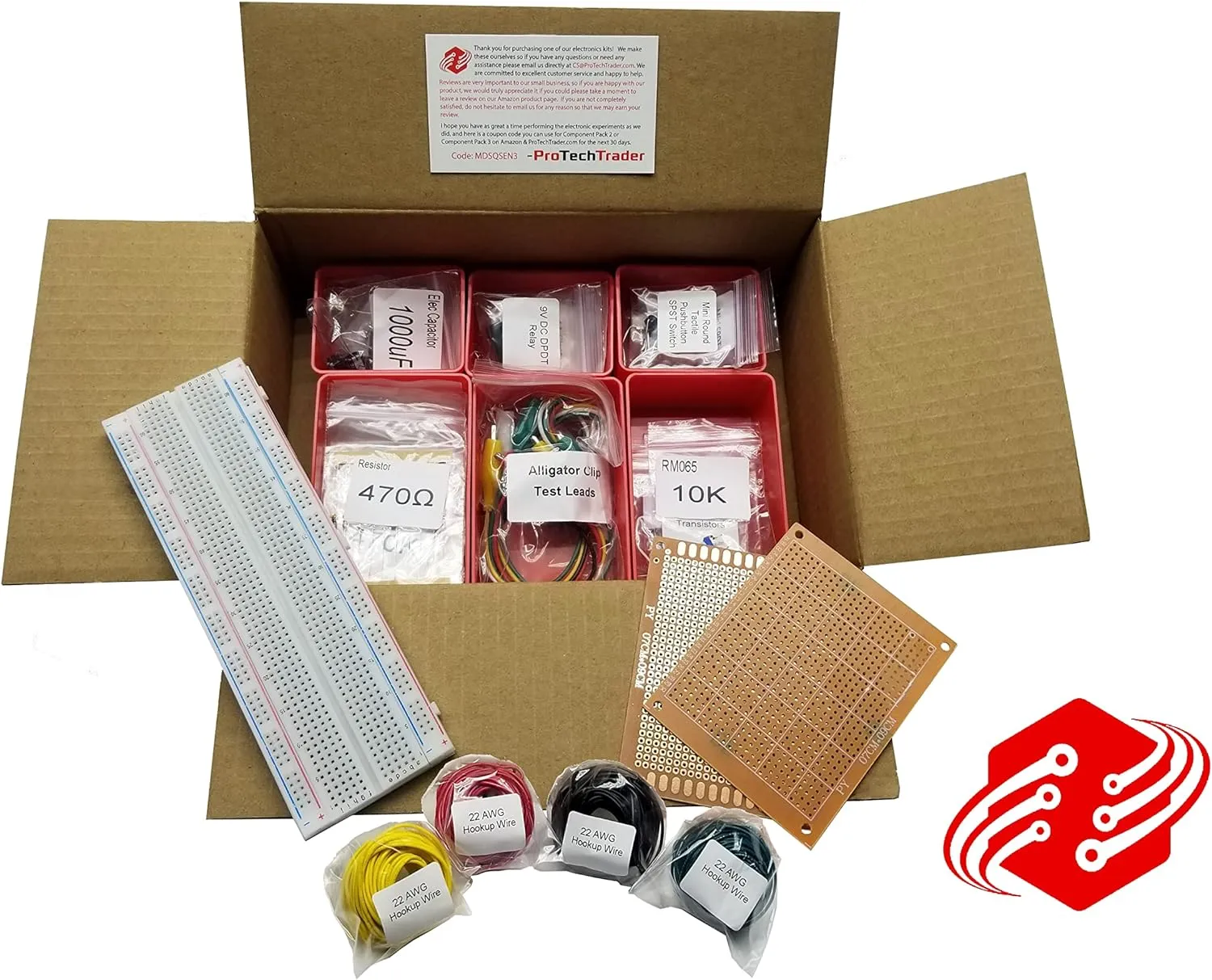Make: Electronics 3rd Ed Kit 1 Economy - Beginner, Intermediate, & Advanced (Teen - Adult) Component Pack for The Experiments in Make: Electronics 3rd Ed by Charles Platt - Covers Sections 1-3