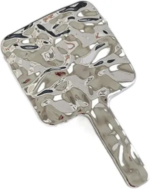 Makeup Mirror Simple Handle Mirror Female Portable Makeup Mirror Handheld Makeup Mirror Small Mirror Round Makeup Mirror (Silver) Beauty Mirror(Medium)