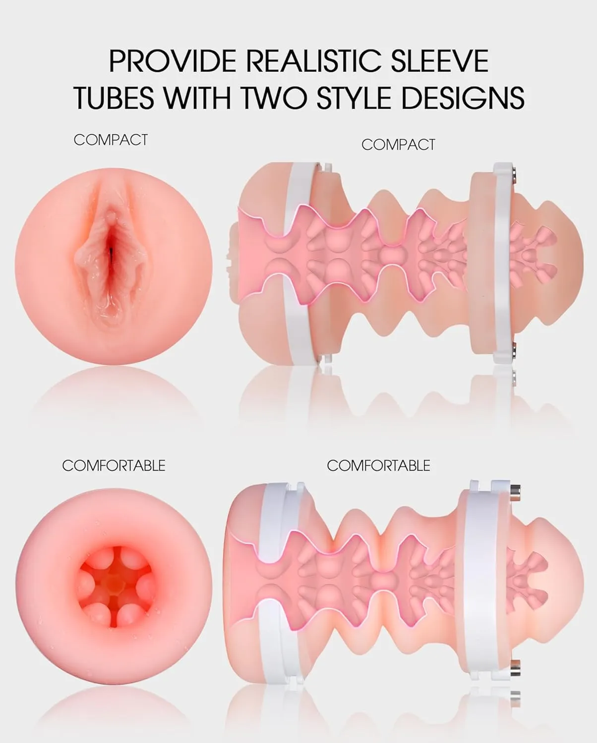 Male Automatic Masturbator Sex Toys - Hands Free Visible Masturbator Cup Blowjob Machine with 10 Thrusting & 2 Sleeves & Wearable Strap Adult Pocket Pussy for Men Pleasure | 50db Quiet | White