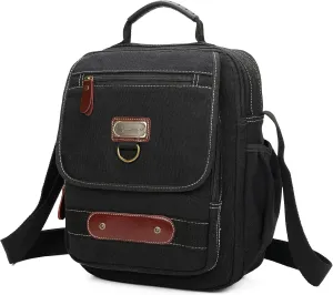 Man Small Canvas Messenger Bag Man Purse Shoulder Bag Crossbody Bag With Water Bottle Pocket 12 Inch