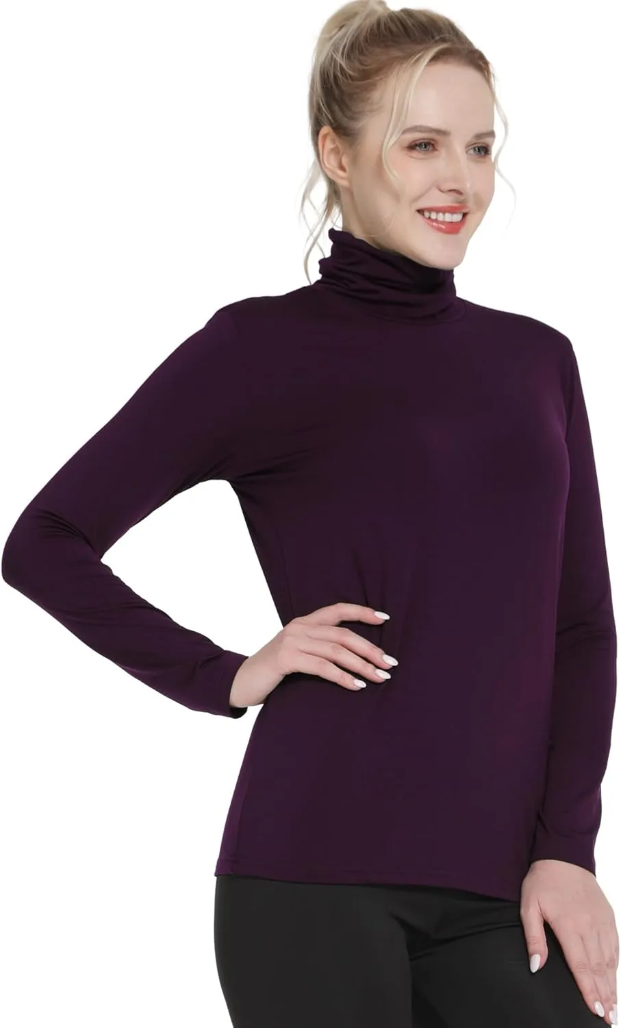 MANCYFIT Thermal Top for Women Turtleneck Shirt Long Sleeve Undershirt Ultra Soft Fleece Lined Base Layer