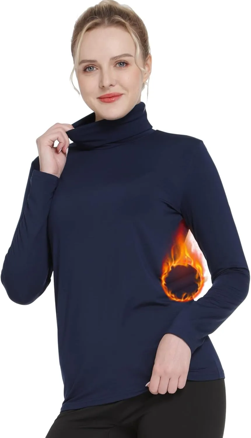 MANCYFIT Thermal Top for Women Turtleneck Shirt Long Sleeve Undershirt Ultra Soft Fleece Lined Base Layer
