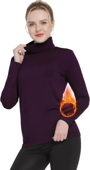 MANCYFIT Thermal Top for Women Turtleneck Shirt Long Sleeve Undershirt Ultra Soft Fleece Lined Base Layer