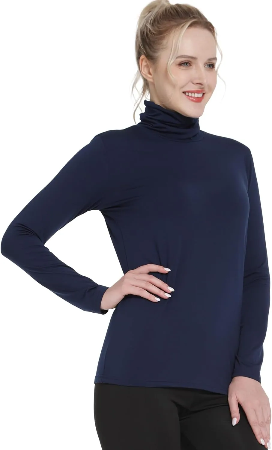 MANCYFIT Thermal Top for Women Turtleneck Shirt Long Sleeve Undershirt Ultra Soft Fleece Lined Base Layer