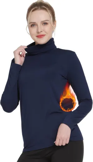 MANCYFIT Thermal Top for Women Turtleneck Shirt Long Sleeve Undershirt Ultra Soft Fleece Lined Base Layer