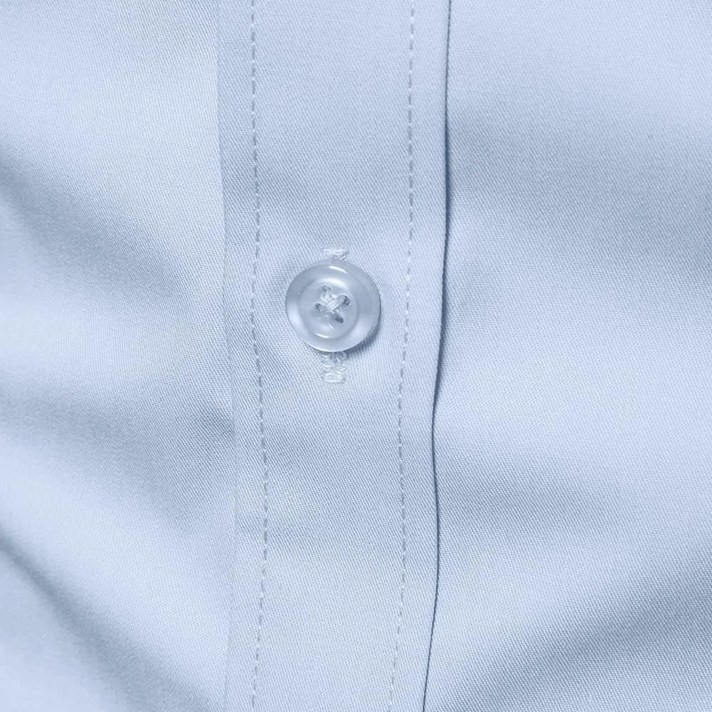 Manwan walk Men's Slim Fit Business Casual Cotton Long Sleeves Solid Button Down Dress Shirts