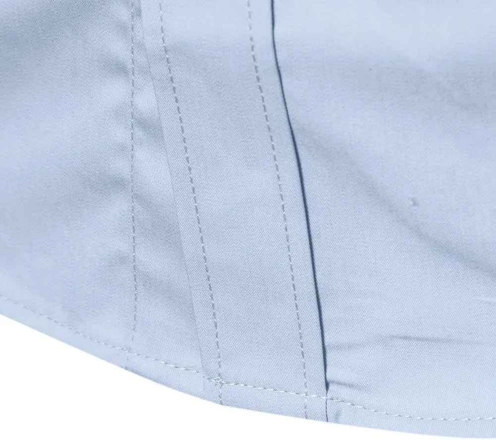 Manwan walk Men's Slim Fit Business Casual Cotton Long Sleeves Solid Button Down Dress Shirts