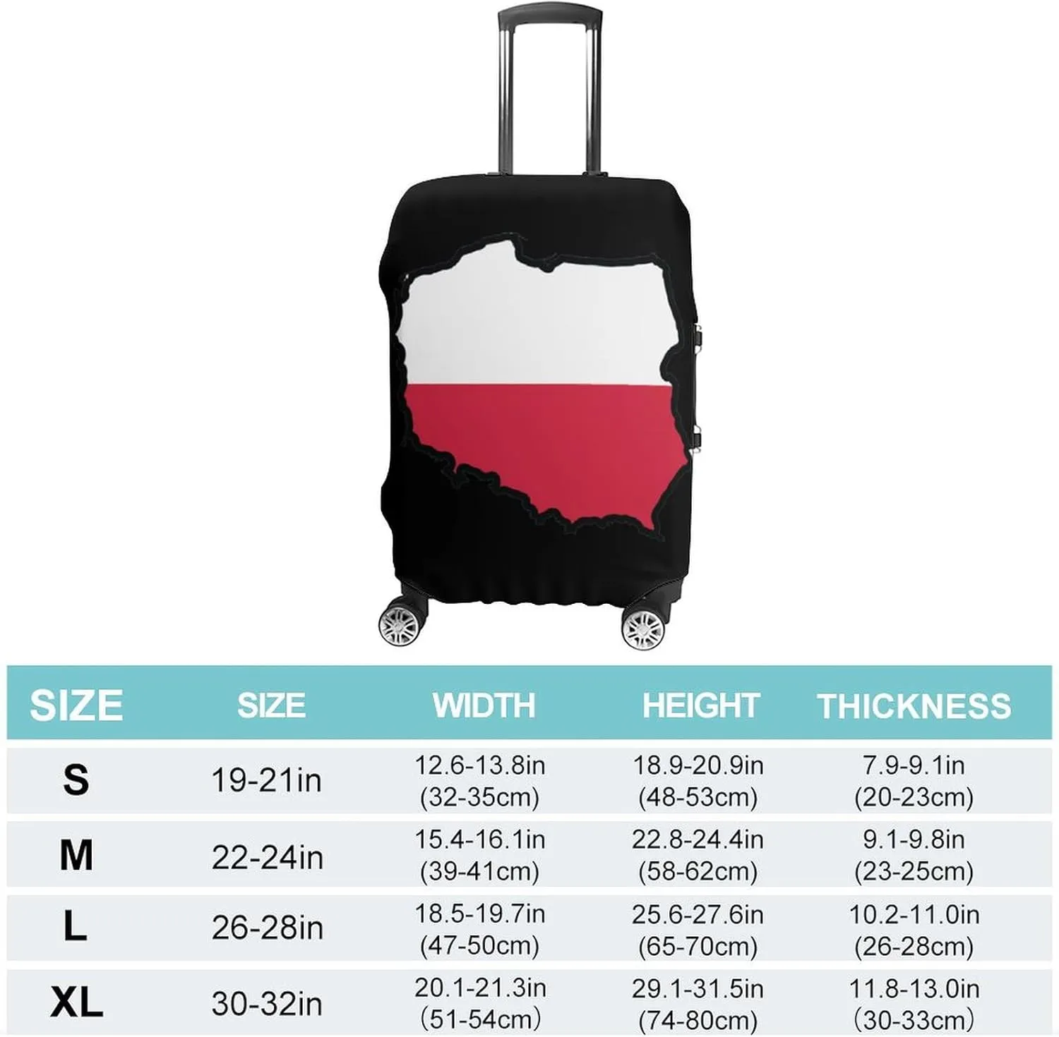 Map of Poland Flag Travel Luggage Cover Stylish Suitcase Protector with Zippered Fits 19-32 Inch Baggage