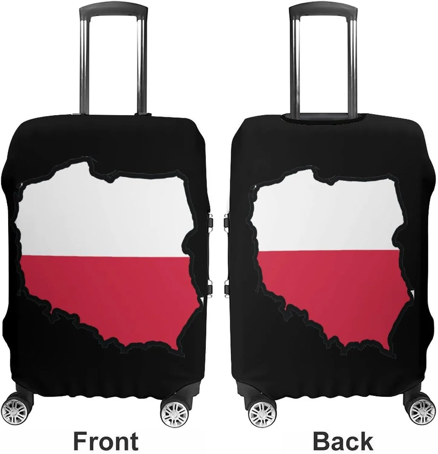 Map of Poland Flag Travel Luggage Cover Stylish Suitcase Protector with Zippered Fits 19-32 Inch Baggage