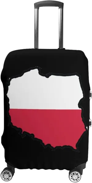 Map of Poland Flag Travel Luggage Cover Stylish Suitcase Protector with Zippered Fits 19-32 Inch Baggage