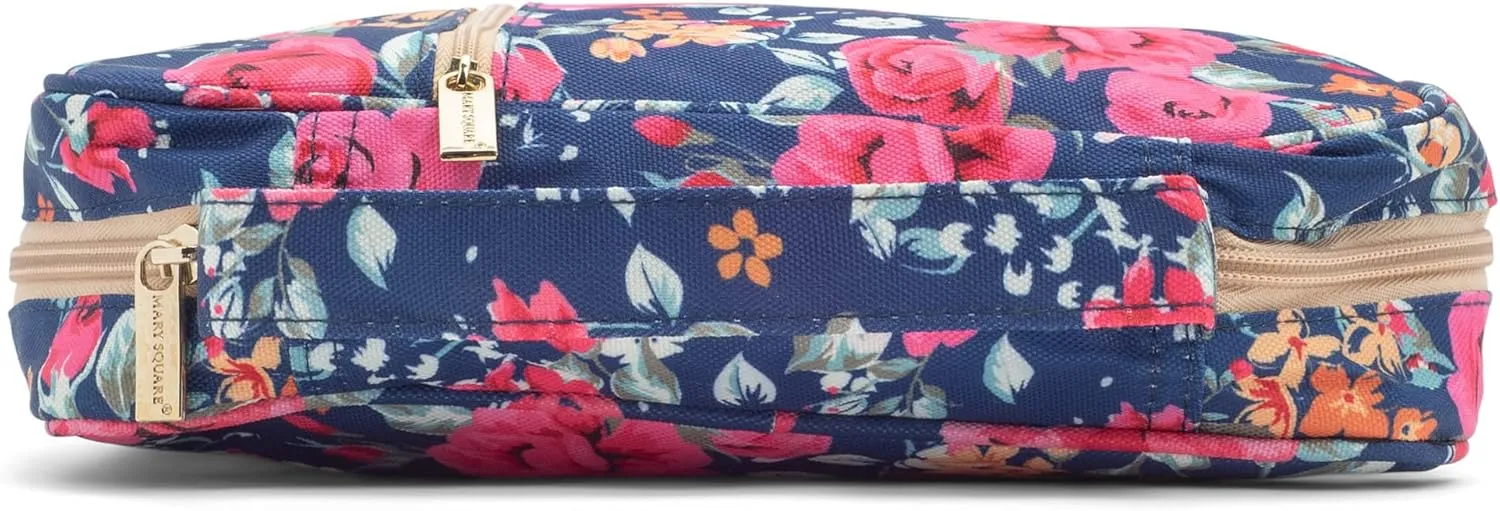 Mary Square 22334 Augusta Pink Floral Pattern 8 x 10.5 Inch Polyester Zippered Bible Cover Case with Handle