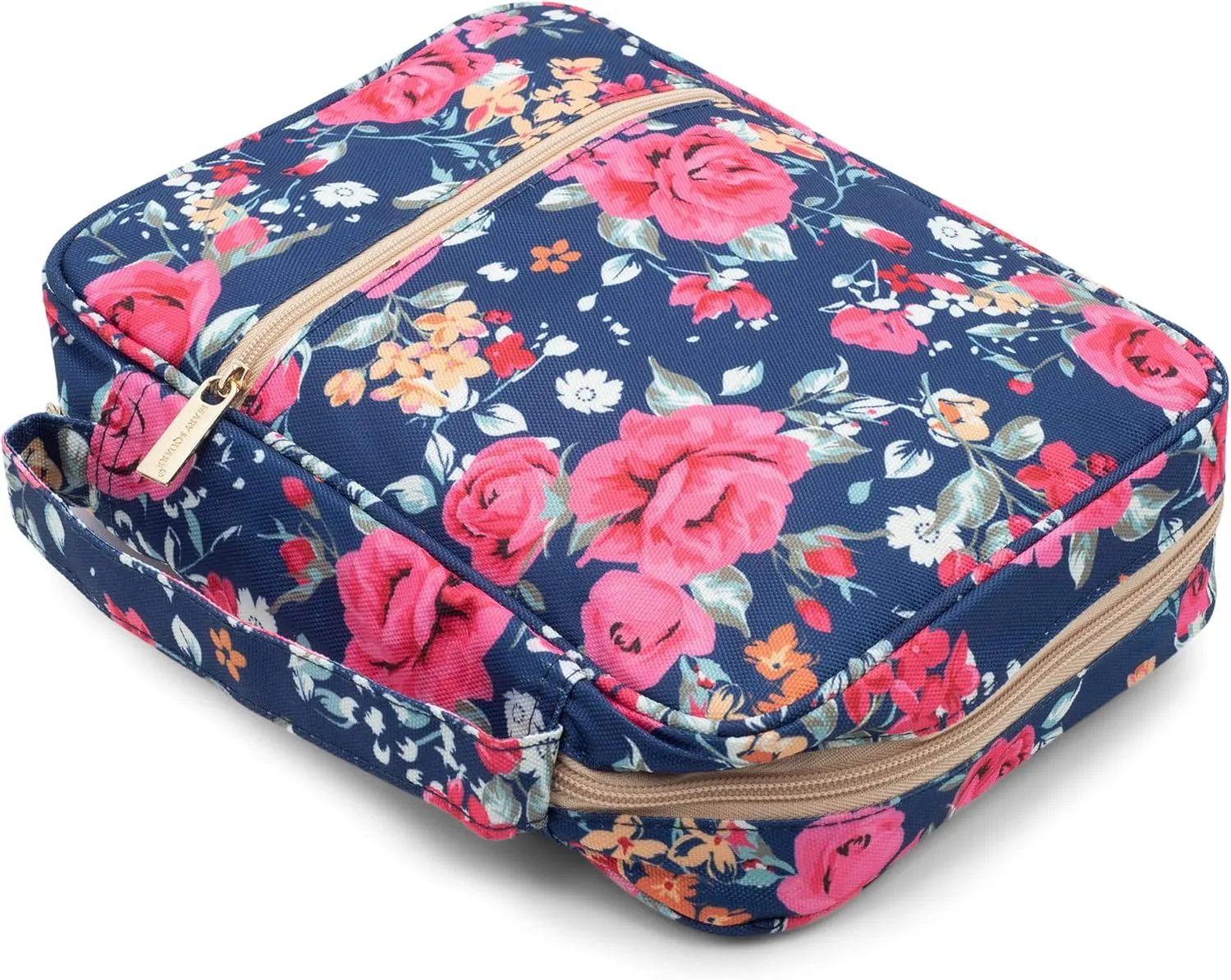 Mary Square 22334 Augusta Pink Floral Pattern 8 x 10.5 Inch Polyester Zippered Bible Cover Case with Handle