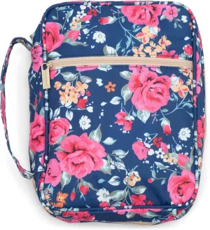Mary Square 22334 Augusta Pink Floral Pattern 8 x 10.5 Inch Polyester Zippered Bible Cover Case with Handle