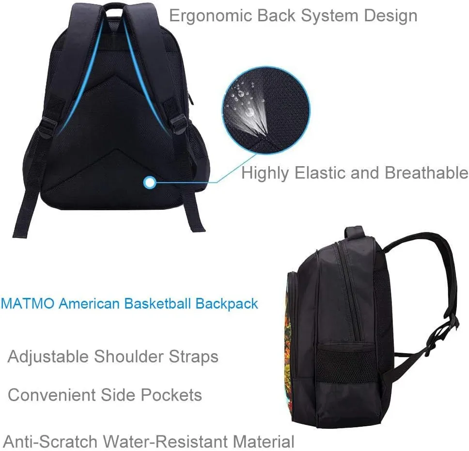 MATMO Soccer Backpack for Boys, Soccer Print Cool Football Pattern School Bag - American Football Backpack 23-18