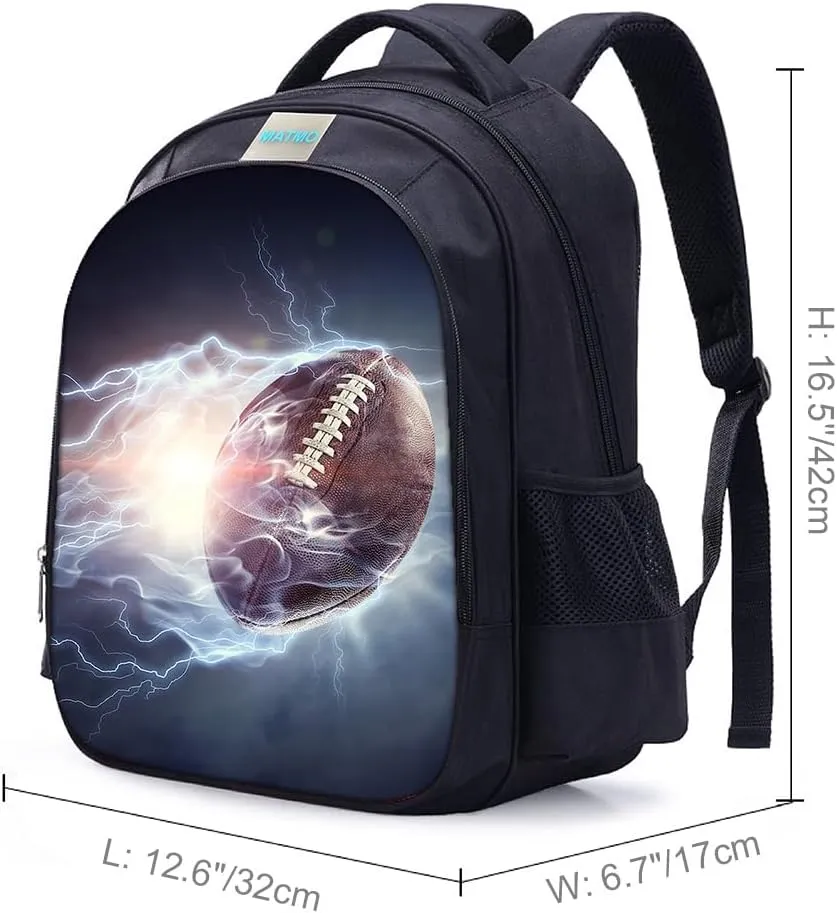 MATMO Soccer Backpack for Boys, Soccer Print Cool Football Pattern School Bag - American Football Backpack 23-18