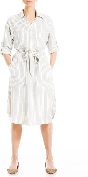 Max Studio Women's Roll Tab Sleeve Dress with Pockets