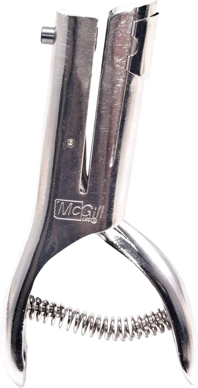 McGill Utility 300 Series Heavy Duty 1/8 Inch Round Single Hole Punch, 20-Sheet Capacity, Nickel-Plated Steel (MCG301), Silver, Small (1-24)