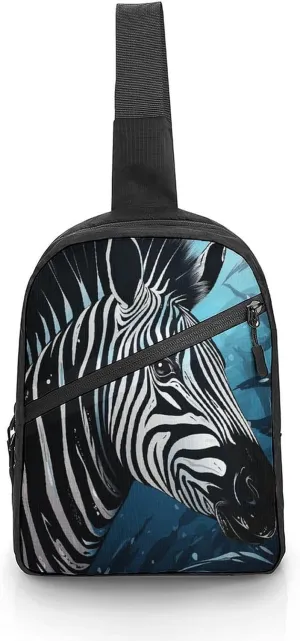 Men Women Foldable Sling Bags,Blue Sailfish Print Crossbody Chest Bag,Shoulder Chest Backpack for Cycling Walking Hiking