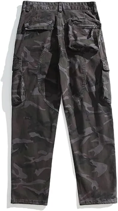 Men's Camouflage Cargo Pants Cotton Regular Fit Multi Pockets Military Pants