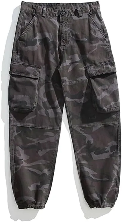 Men's Camouflage Cargo Pants Cotton Regular Fit Multi Pockets Military Pants