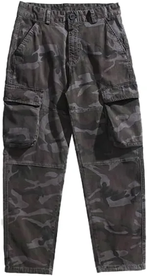 Men's Camouflage Cargo Pants Cotton Regular Fit Multi Pockets Military Pants