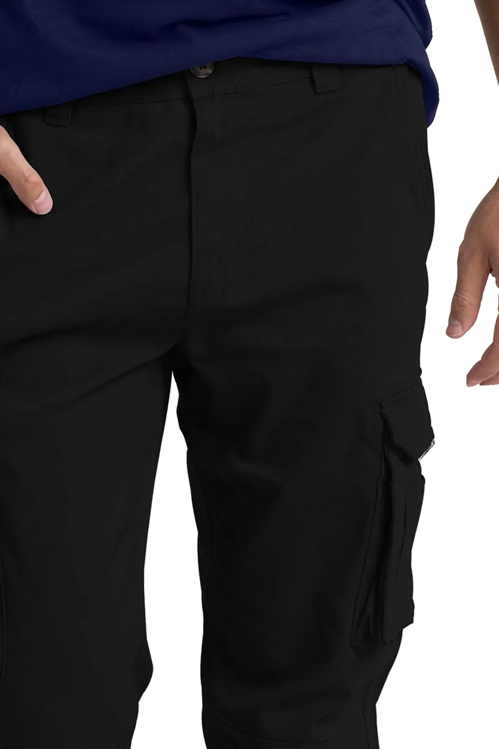 Mens Cargo Pant 100% Cotton Slim-Fit Relaxed Tactical Hiking Heavy Duty Workwear 6 Pockets Outdoor Cargo Works Pants 32W-44W