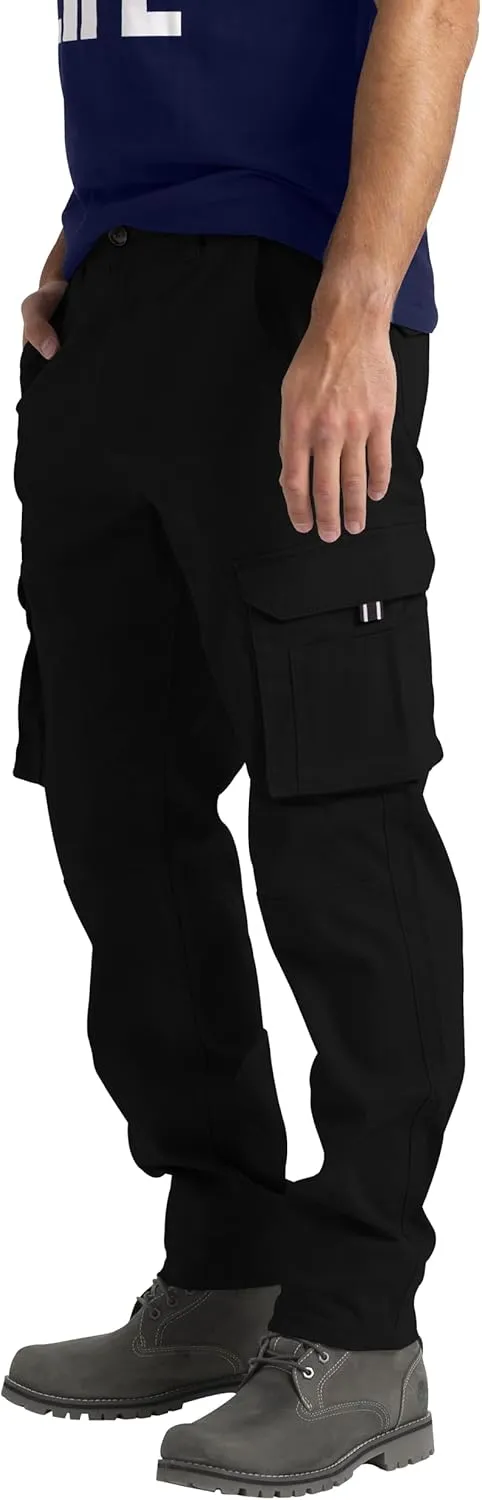 Mens Cargo Pant 100% Cotton Slim-Fit Relaxed Tactical Hiking Heavy Duty Workwear 6 Pockets Outdoor Cargo Works Pants 32W-44W