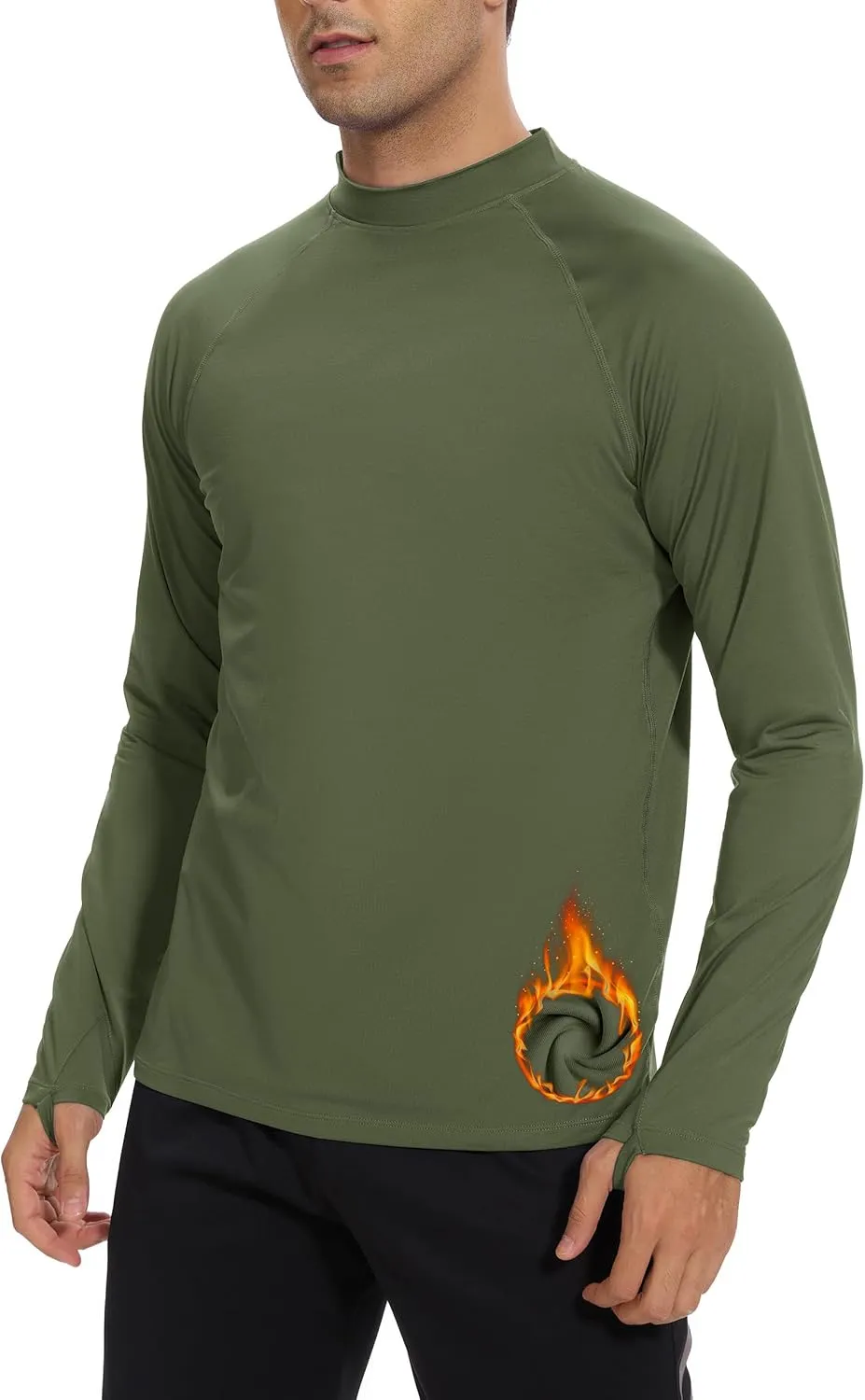 Men's Fleece Lined Thermal Shirts Midweight Crew/Mock Neck Base Layer Long Sleeve Top Cold Weather Workout