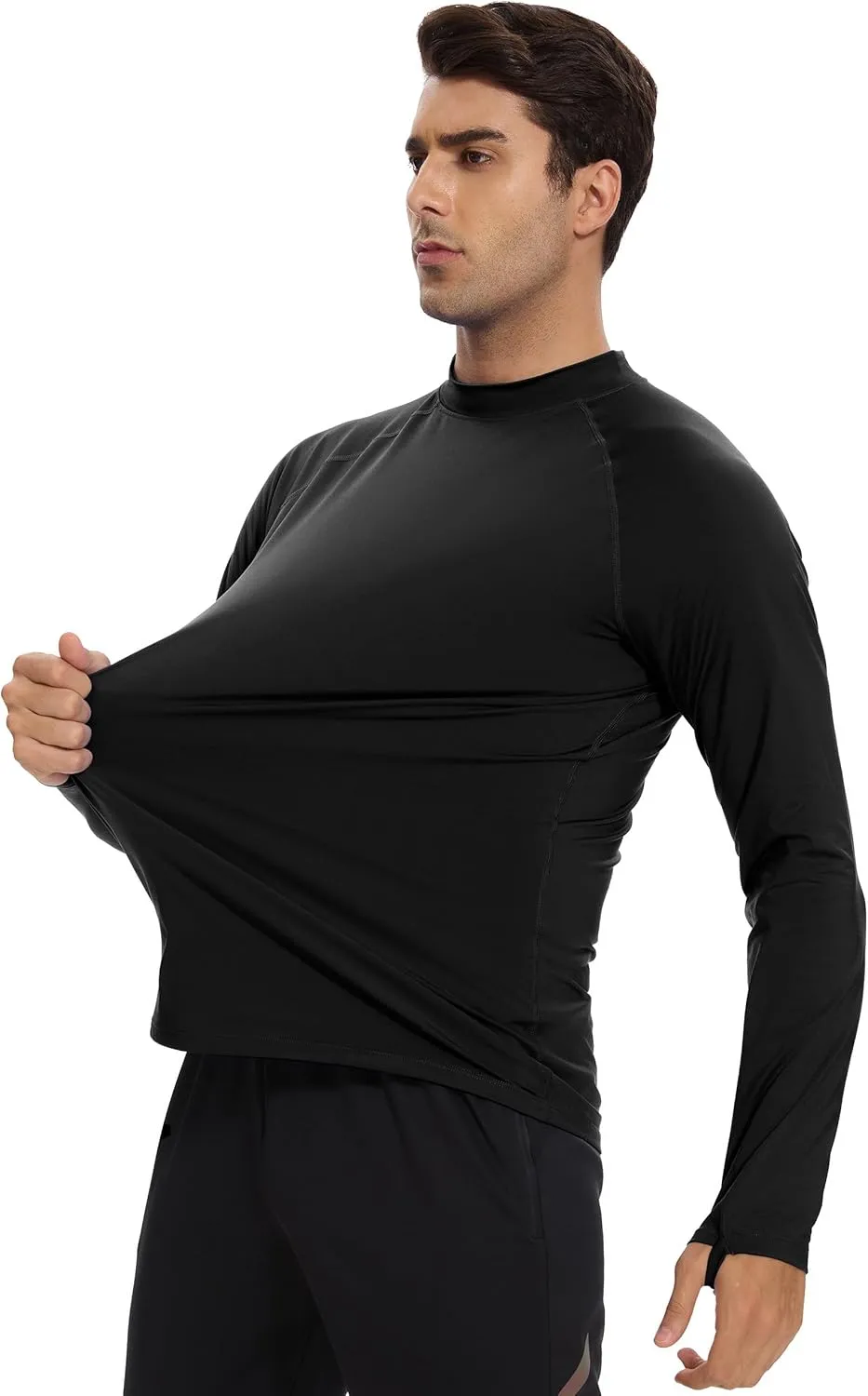 Men's Fleece Lined Thermal Shirts Midweight Crew/Mock Neck Base Layer Long Sleeve Top Cold Weather Workout