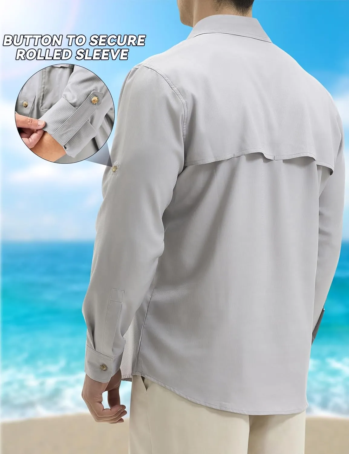 Mens Long Sleeve Sun UV Protection Shirt Cooling Quick Dry Fishing Shirts for Travel Outdoor Camping Hiking UPF 50 