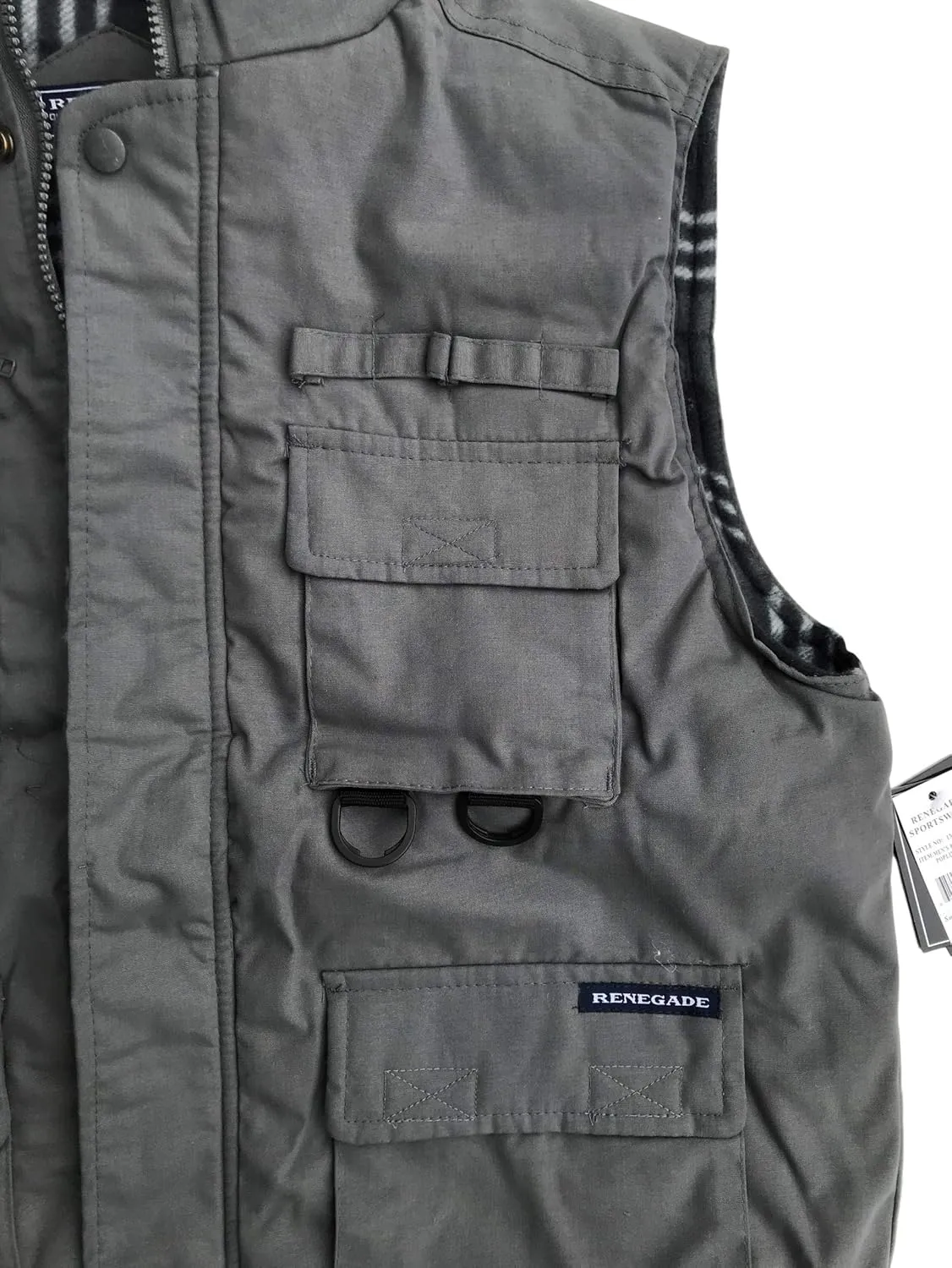 Men's Multiple Pocket Water Resistant Poplin Shell Polar Fleece Lined Padded Utility Vest