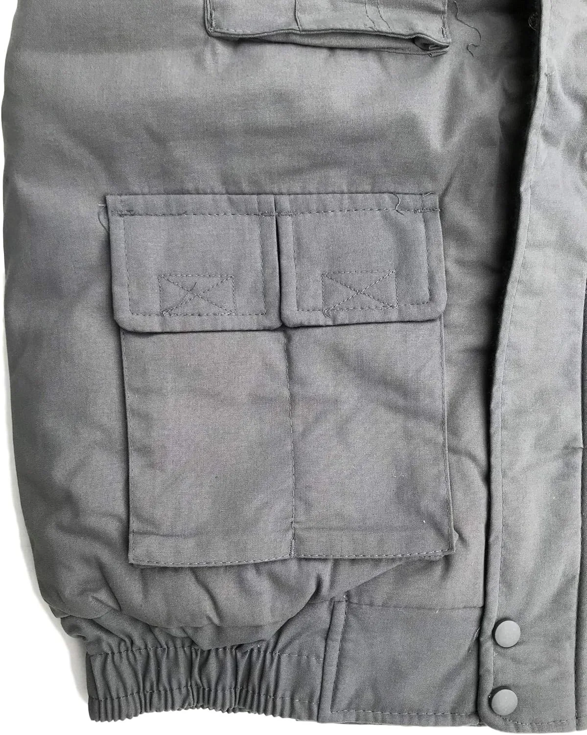 Men's Multiple Pocket Water Resistant Poplin Shell Polar Fleece Lined Padded Utility Vest