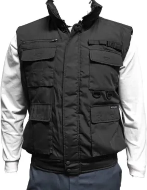 Men's Multiple Pocket Water Resistant Poplin Shell Polar Fleece Lined Padded Utility Vest