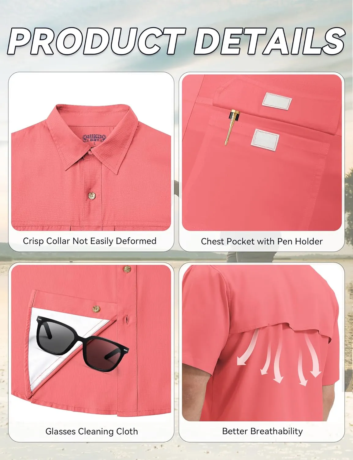 Mens Short Sleeve Sun UV Protection Shirt Cooling Quick Dry Fishing Shirts for Travel Outdoor Camping Hiking UPF 50 