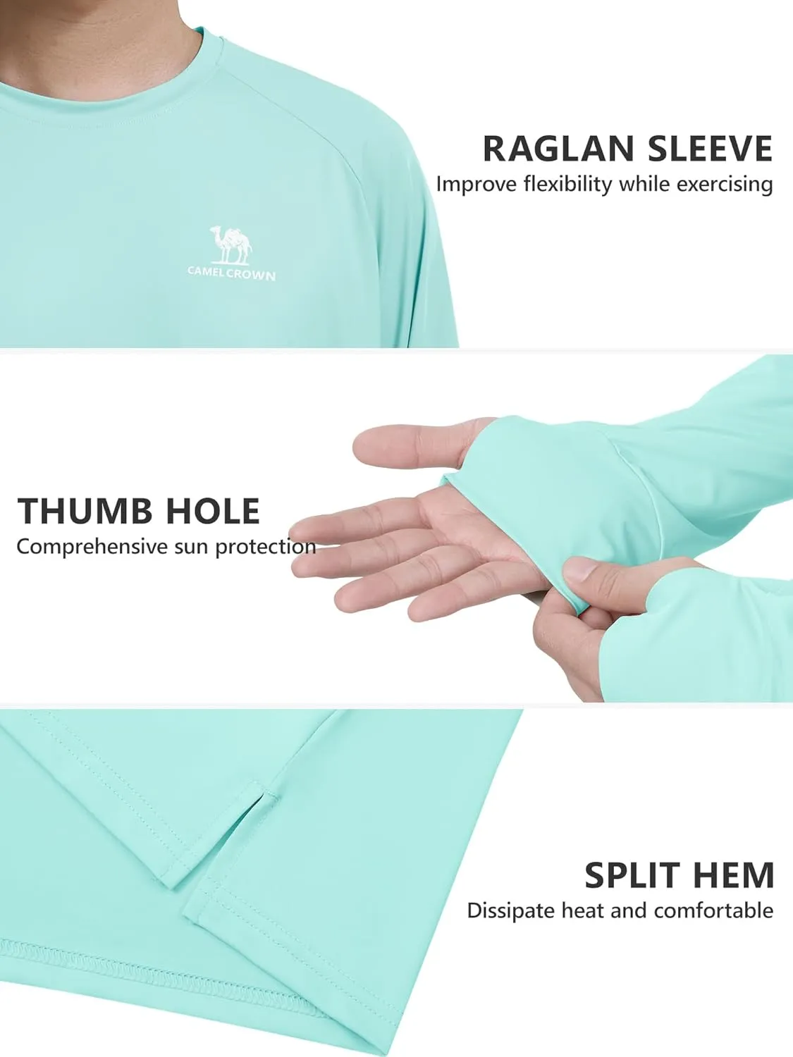 Mens Sun Protection Shirts UV SPF UPF 50  Long Sleeve Rash Guard Fishing Running Swim T-Shirt Quick-Dry Lightweight