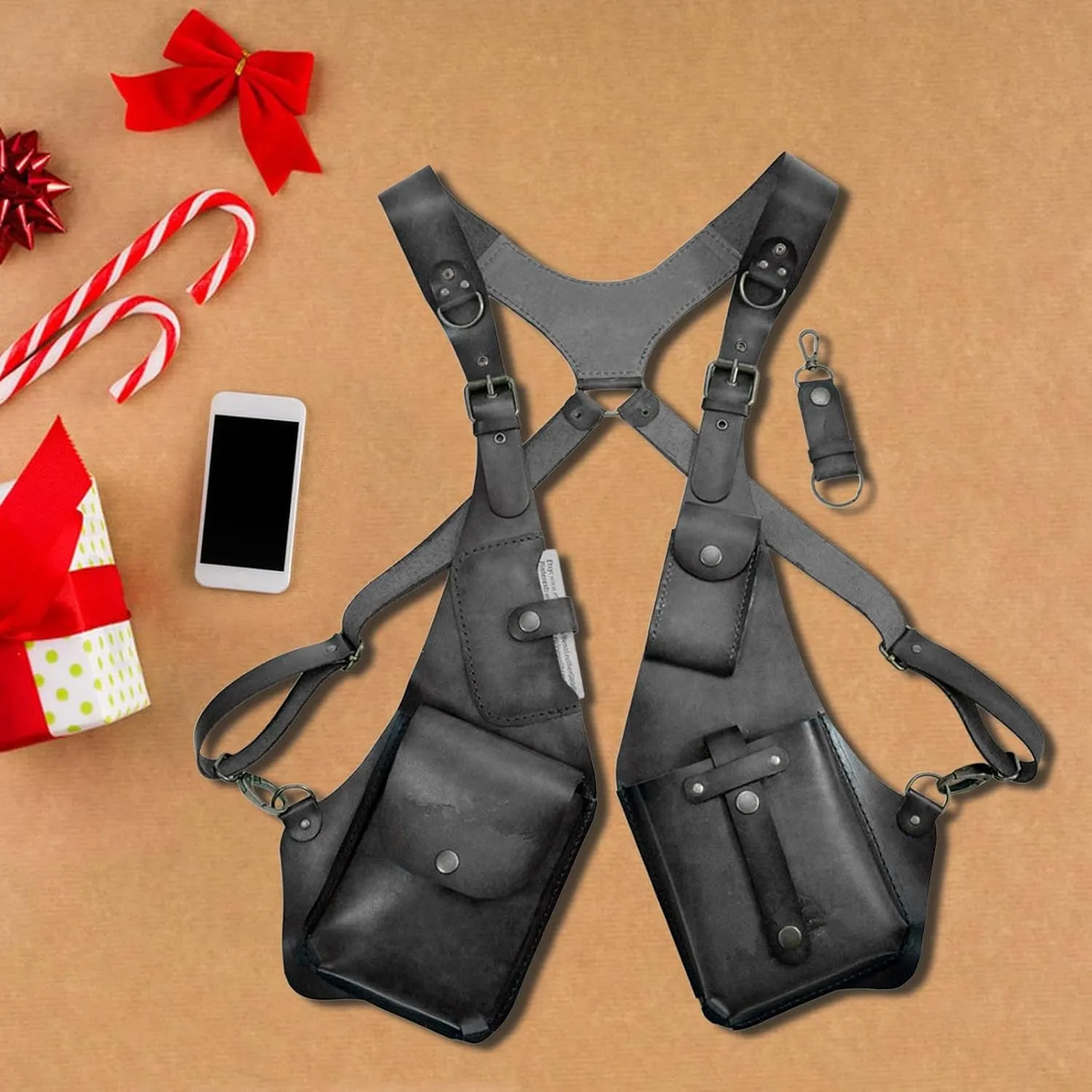 Men's Underarm Crossbody Bag Adjustable Strap Outdoor Wallet Phone Bag Genuine Leather for Daily and Travel Use