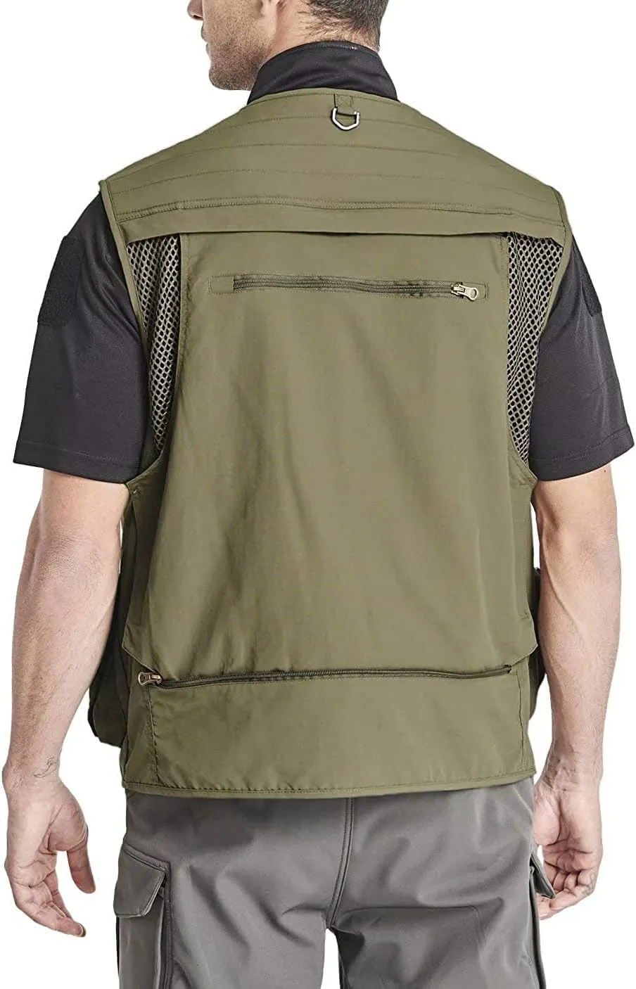 Mens Utility Casual Fishing Vests Outdoor Vest Multi Pockets Cargo Vest Travel Hunting Camping Tactical Outerwear