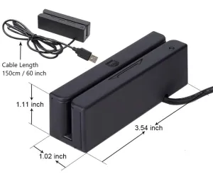 Mini Msr100 Swipe Magnetic Credit Card Reader 3 Tracks Hi/Lo Data Collector, USB Msr Stripe Card Reader for Point of Sale (POS), Access Control, ID Verify