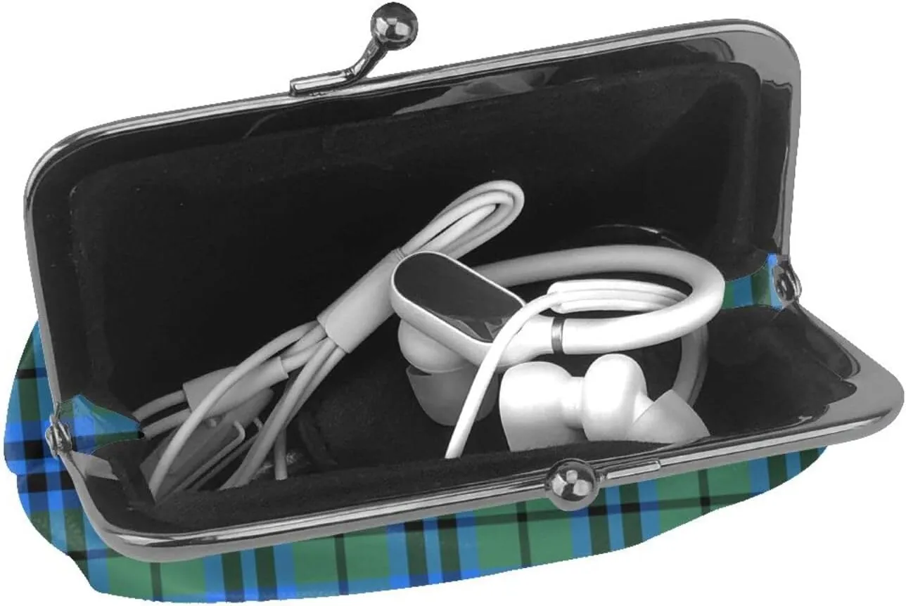 Mini PU Leather Change Purse Falconer Tartan Coin Purses Wallet with Clasp Pouch