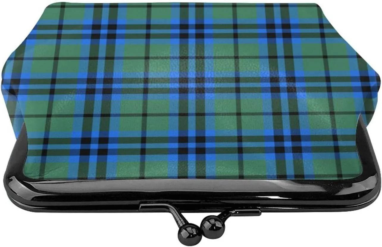 Mini PU Leather Change Purse Falconer Tartan Coin Purses Wallet with Clasp Pouch